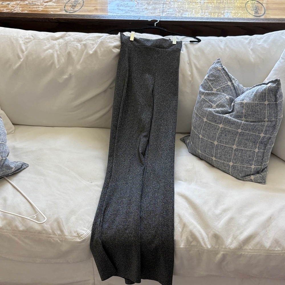 Chiara Boni Metallic Charcoal Knit Wide-Leg Pants